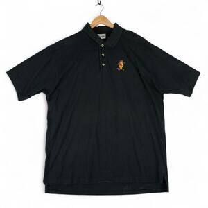 Vintage Walt Disney World Golf Polo Shirt Mens 2XL Black Cotton Pooh Bear Logo